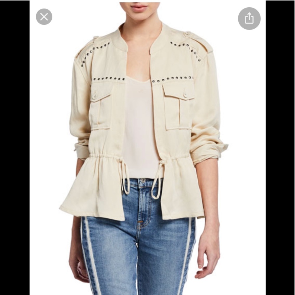 new! Paige | Linen Blend Studded Utility Jacket peplum Sz S